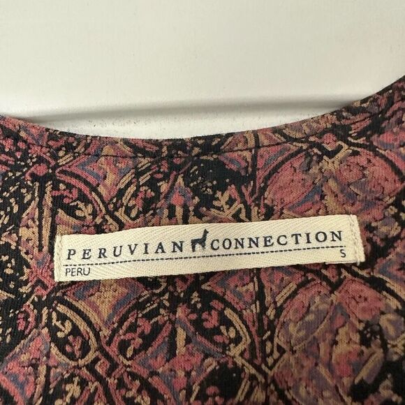 Peruvian Connection Margaux V Neck Knee Length Dress Aztek Ikat Sz Small - Picture 5 of 7